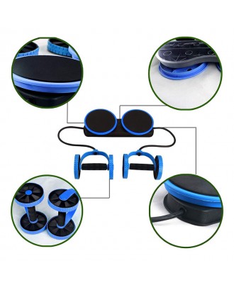 Multifunctional Dual Ab Wheel With Resistance Band Fitness Wheel With Tension Band Waist Twisting Wheel of Workout Equipment