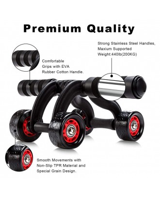 Ab Roller Abdominal Power 4  Wheels Muscle Strength Exercise Equipment for Home Fitness Gym Trainer